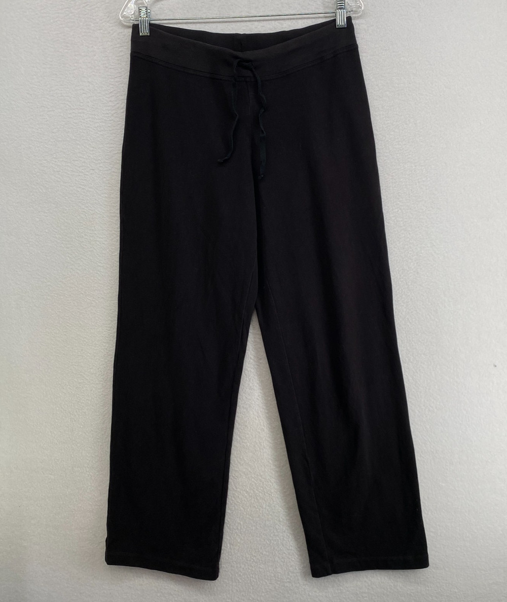 EILEEN FISHER Pants S Heavy Brushed Jersey Cotton Straight Drawstring Black